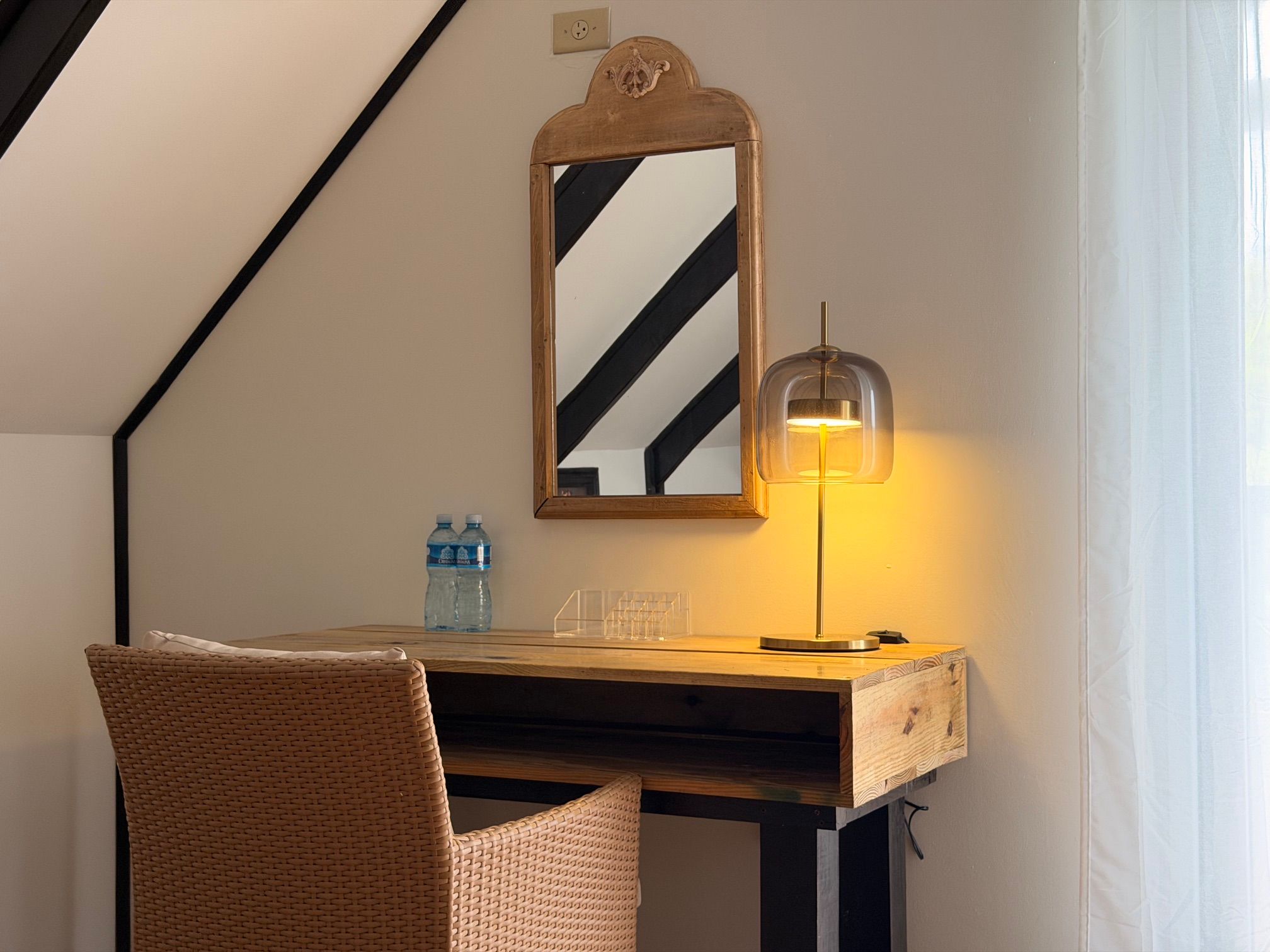 The vanity in the bedroom