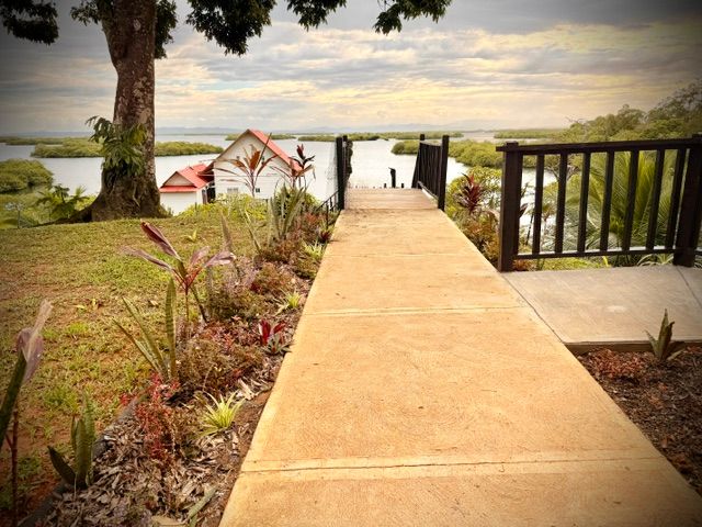 The path to the dock and the overwater bungalows